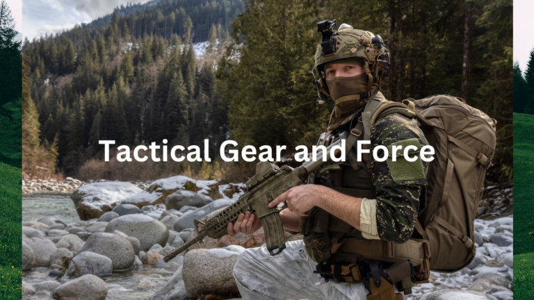 A soldier patrolling near a river in a dense jungle, equipped with a full tactical backpack and gear