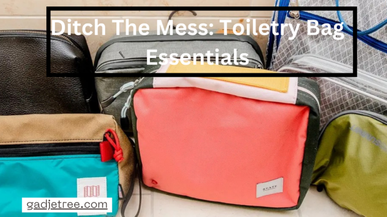 Sample of toiletry bag or dopp kit while traveling.